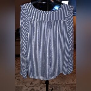 LOFT Blue and White Striped Blouse